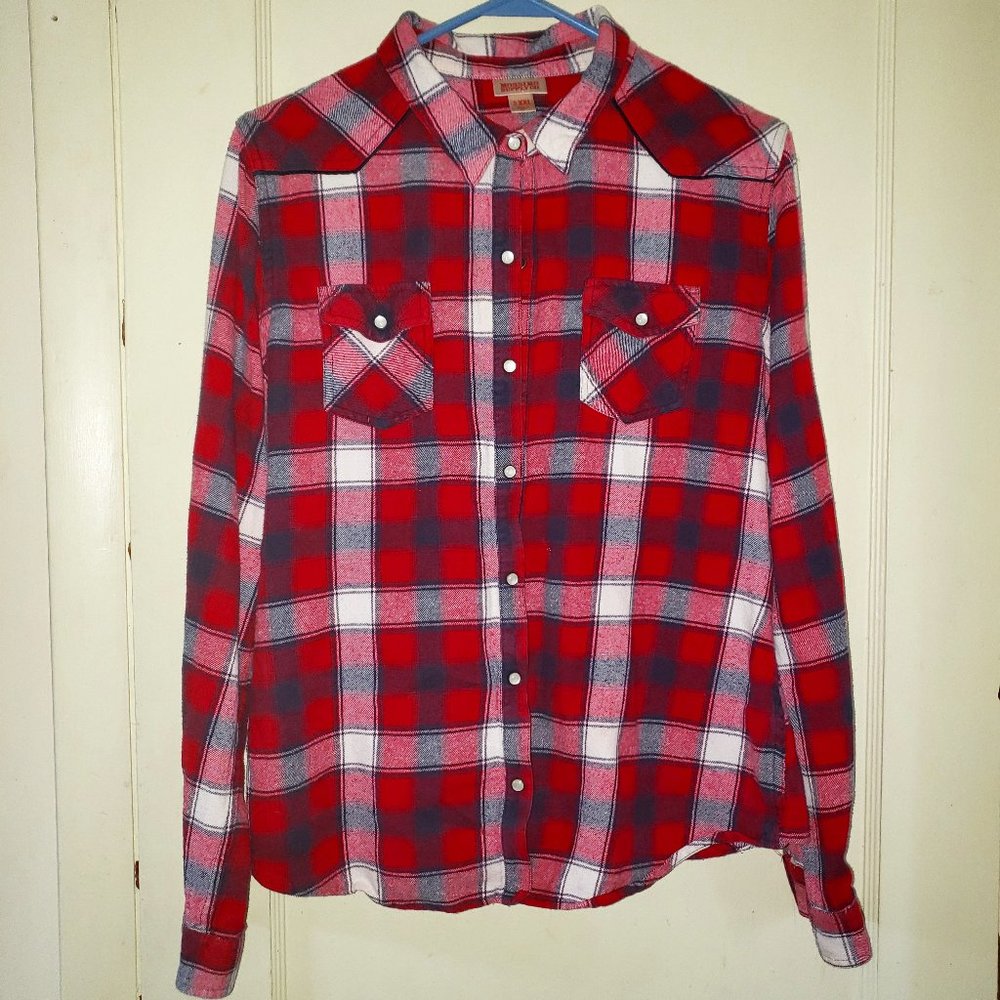 Junior XXL Mossimo Supply Red Flannel Pearl Snap